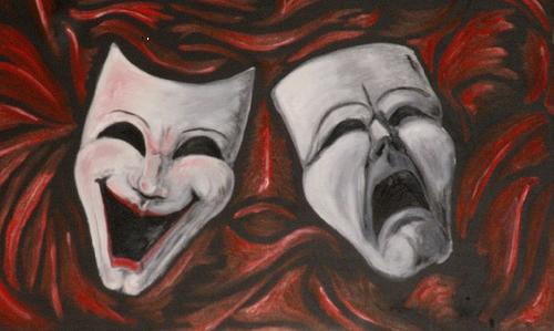 comedy and tragedy masks drawing